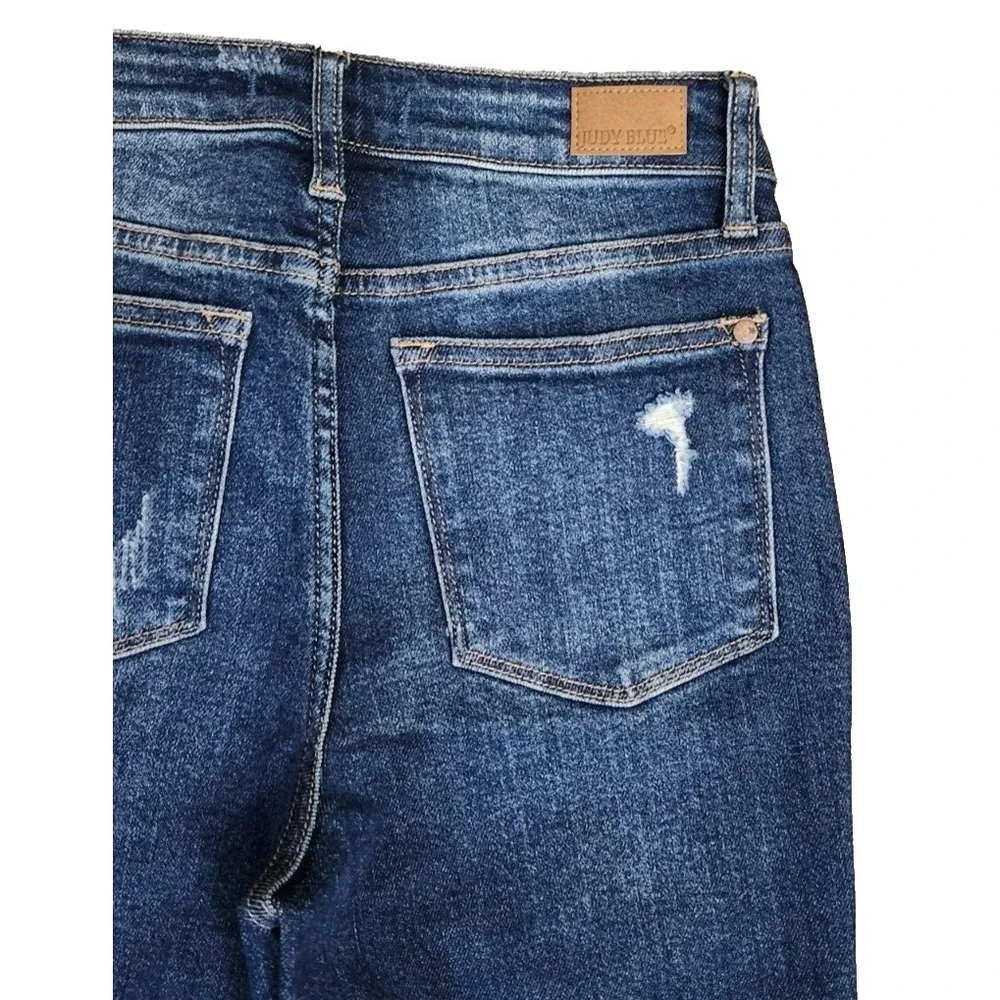 Judy Blue Boyfriend‎ Fit Jeans Women's Size 0/24 Blue Denim Stretch Distressed